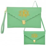 32655- MINT LEATHER CLUTCH / CROSS BODY / SHOULDER BAG