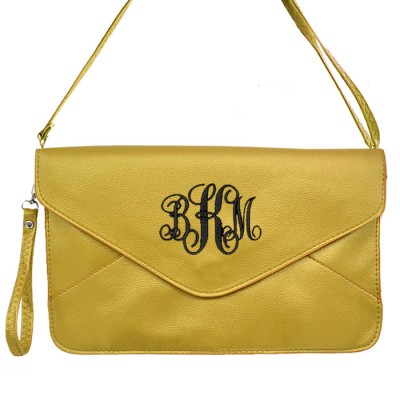 6014 - GOLD LEATHER CLUTCH BAG