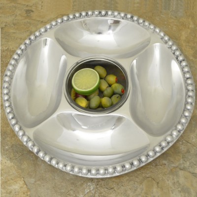 52391 - BEADED ROUND 5 SECTION CHIP N DIP /W GLASS