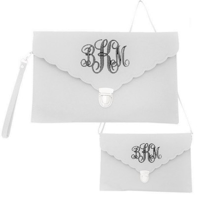 32659- WHITE LEATHER CLUTCH / CROSS BODY / SHOULDER BAG