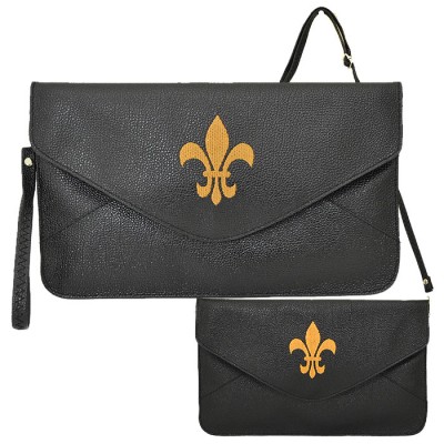 32747 - BLACK LEATHER CLUTCH BAG W/FDL