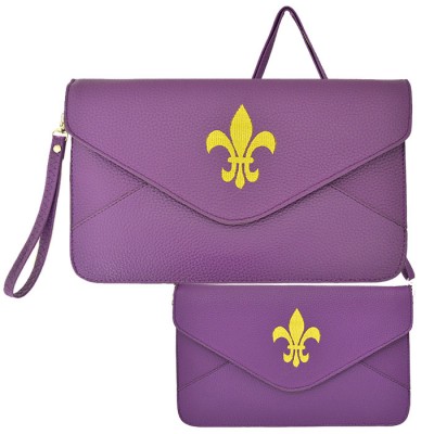 32747 - PURPLE LEATHER CLUTCH BAG W/FDL