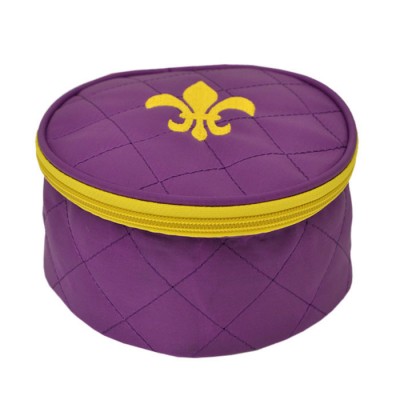 32763 - PURPLE COSMETIC OR JEWELERY BAG /W GOLD FDL