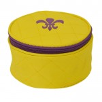 32763 - YELLOW COSMETIC OR JEWELERY BAG /W PURPLE FDL