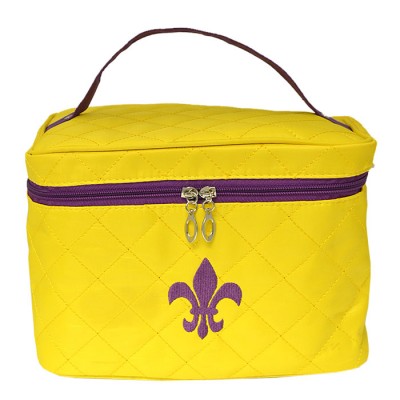 32767 - YELLOW QUILTED COSMETIC BAG /W PURPLE FDL