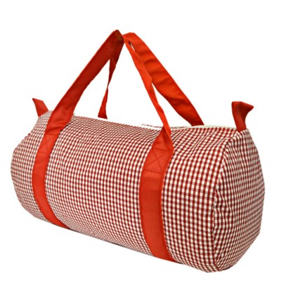 181013-RED/WHITE GINGHAM DUFFLE BAG