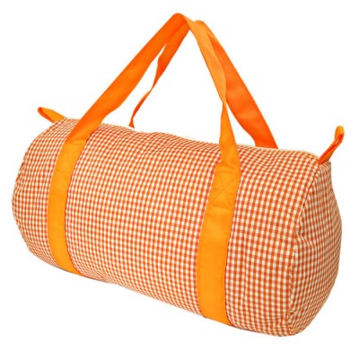 181015-ORANGE/WHITE GINGHAM DUFFLE BAG