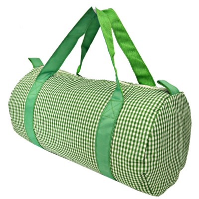 181016-GREEN/WHITE GINGHAM DUFFLE BAG