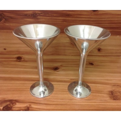 22141 - PEWTER MARTINI GLASS 2pc set