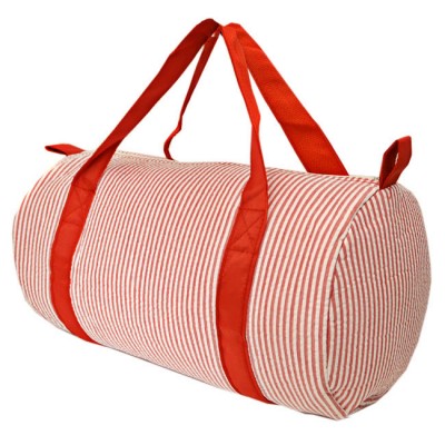 32680-RED SEER SUCKER DUFFLE BAG