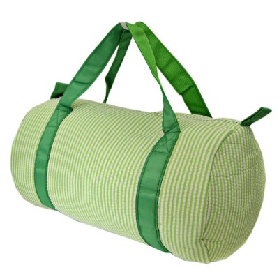 32683-LIME GREEN SEER SUCKER DUFFLE BAG