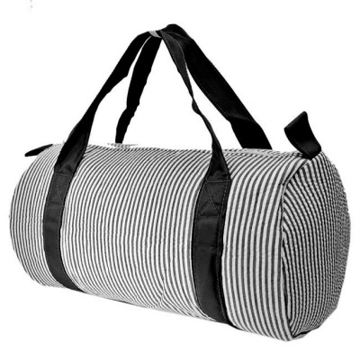 32684-BLACK SEER SUCKER DUFFLE BAG