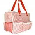 32688-RED SEER SUCKER DIAPER BAG / W 5 POCKETS