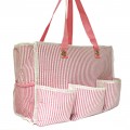 32694-PINK SEER SUCKER DIAPER BAG / W 5 POCKETS (MINIMUM 2)