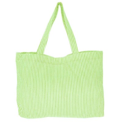 32701-LIME GREEN SEERSUCKER TOTE 