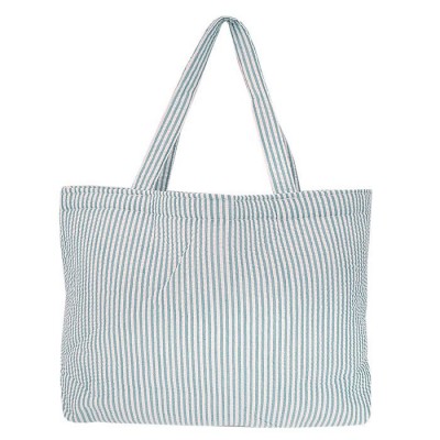 32703-AQUA SEERSUCKER TOTE 