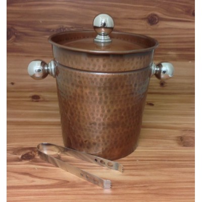 4006-HAMMERED COPPER ICE BUCKET W/TONG	