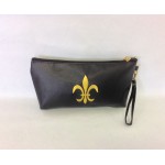 181284 - BLACK COIN POUCH OR COSMETIC/MAKEUP BAG W/GOLD FDL