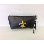 181284 - BLACK COIN POUCH OR COSMETIC/MAKEUP BAG W/GOLD FDL