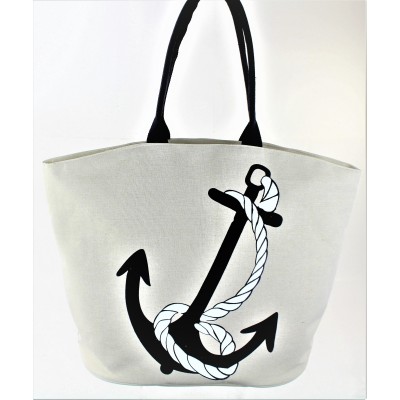 9209- NAVY ANCHOR CANVAS TOTE BAG