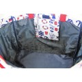 9218- MULTI ANCHOR CANVAS TOTE RED HANDLE BAG