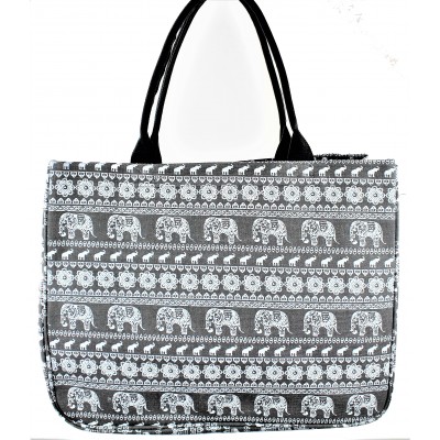 9219- GREY ELEPHANT CANVAS TOTE BAG