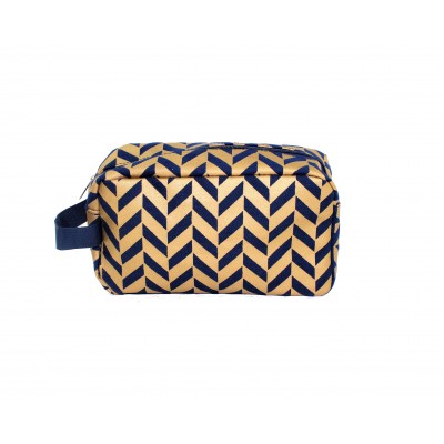 9227- NAVY & GOLD COSMETIC BAG