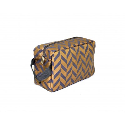 9227- GREY & GOLD COSMETIC BAG