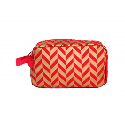 9227- RED & GOLD COSMETIC BAG