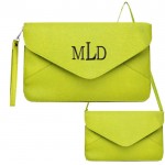181331-LIMEGREEN - LIME GREEN LEATHER CLUTCH BAG