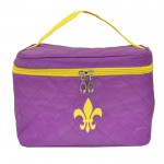 32767 - PURPLE QUILTED COSMETIC BAG /W YELLOW FDL