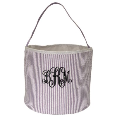 6002 - PURPLE SEER SUCKER ROUND BASKET