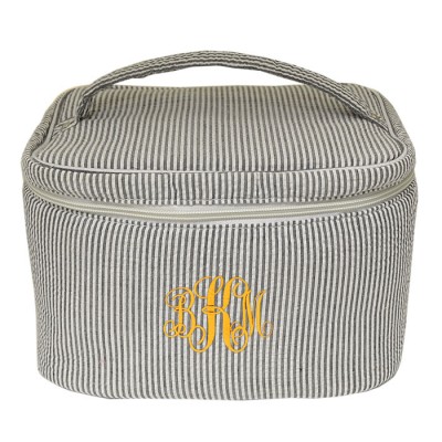 6004 - BLACK SEER SUCKER COSMETIC BAG 