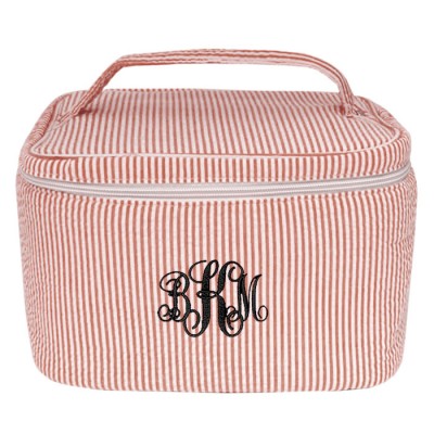 6004 - RED SEER SUCKER COSMETIC BAG