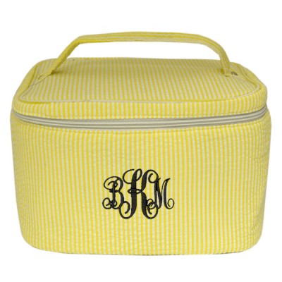 6004 - YELLOW SEER SUCKER COSMETIC BAG