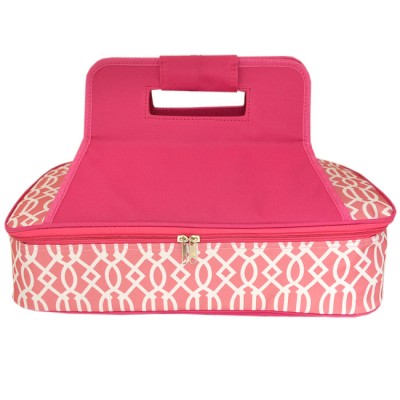 6031 -HOT PINK TRELLIS INSULATED CASSEROLE CARRIER W/HANDLE