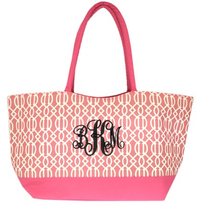 6038 -HOT PINK TRELLIS SHOPPING OR BEACH BAG