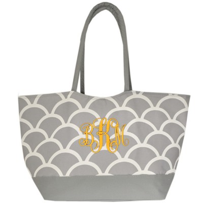 6039 - GREY SHELL SHOPPING OR BEACH BAG