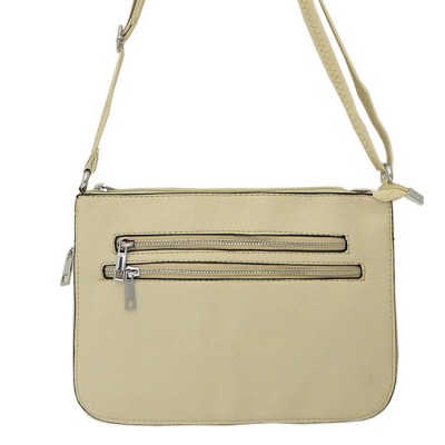 9003 - CREAM LONG STRAP CROSSBODY MESSENGER BAG