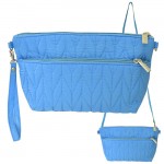 9008 - AQUA QUILTED CROSSBODY MESSENGER BAG