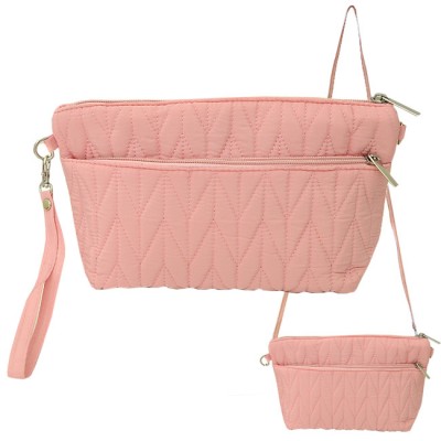 9008 - PINK QUILTED CROSSBODY MESSENGER BAG