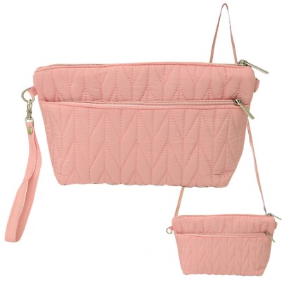 9008 - PINK QUILTED CROSSBODY MESSENGER BAG