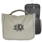 9011 - GRAY LEATHER MENS' TOILETRY BAG