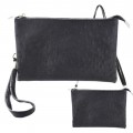 9038 - 3 PIECE OSTRICH LONG STRAP CROSS BODY BAG (3 COLORS)