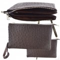 9038 - 3 PIECE OSTRICH LONG STRAP CROSS BODY BAG (3 COLORS)