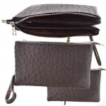 9038 - DARK BROWN OSTRICH LONG STRAP CROSSBODY BAG