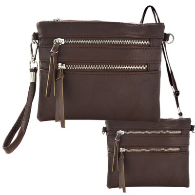 9039A - DARK BROWN CROSSBODY MESSENGER BAG