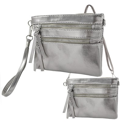 9039A - DARK SILVER CROSSBODY MESSENGER BAG