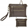 9039B - 6 PIECE OSTRICH CROSS BODY MESSENGER BAG (6 COLORS)