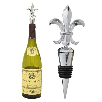 1002SILVER - FLEUR DE LIS WINE STOPPER SILVER